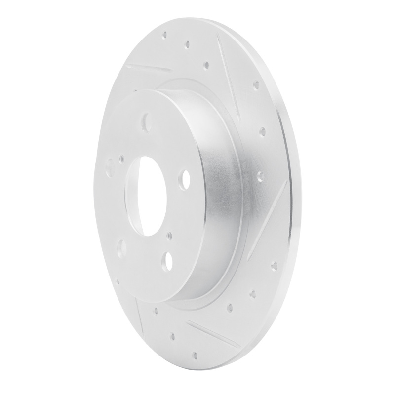 Scion TC Brake Rotor (1) - Rear Right - R1 Concepts - Drilled & Slotted - Silver - `11-`16